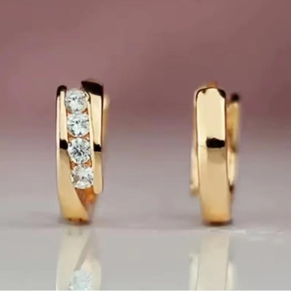 Gold Color Hoop Earrings. - Picture 3 of 5